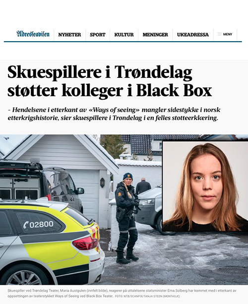 Skuespillere i Trøndelag støtter kolleger i Black Box